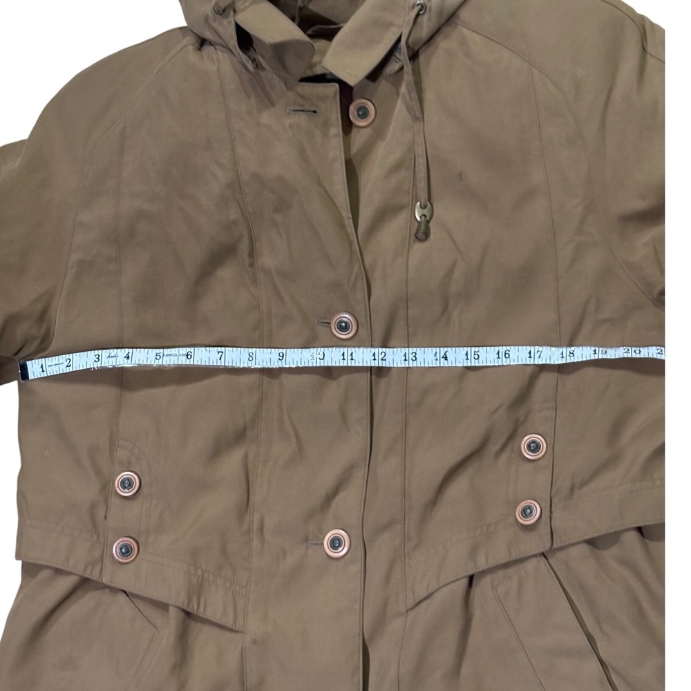 Gallery Trench Coat Removable Hood Classic Rain Coat Button Front Size 12 Medium - Picture 5 of 16